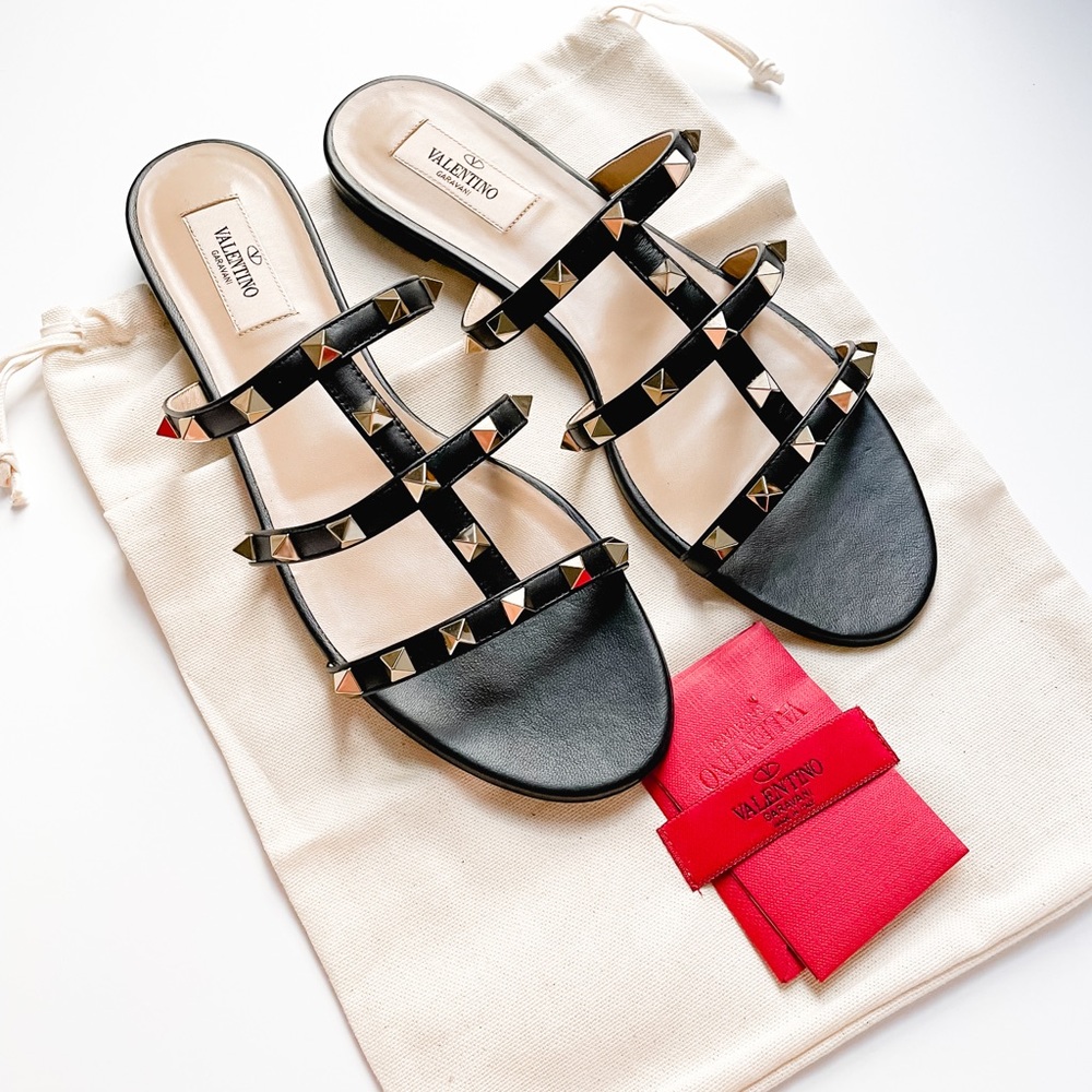 Valentino Rockstud Slide Sandals